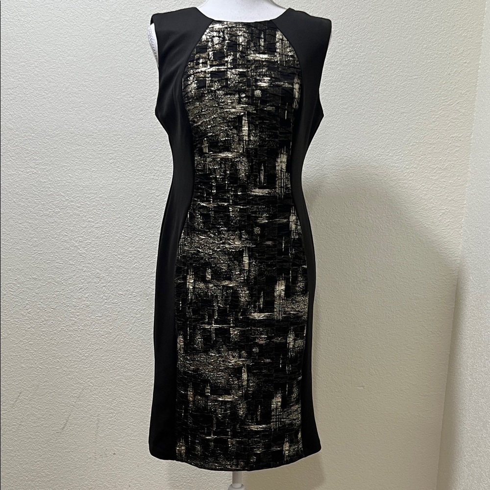 R&M Richards Black and Silver Midi Dress